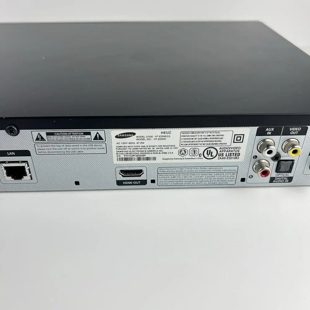 Samsung HT-E3500 Blu-Ray Home Theater Player - Tested & Works - No Remote